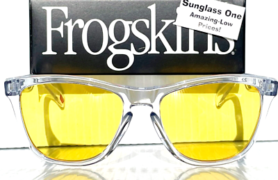 NEW Oakley Frogskins Shiny Clear w Galaxy Yellow Amber Lens