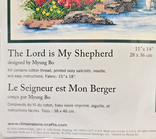 Dimensions THE LORD IS MY SHEPHERD Stamped Cross-Stitch Kit 3222 11"x14" Sealed - Picture 5 of 8