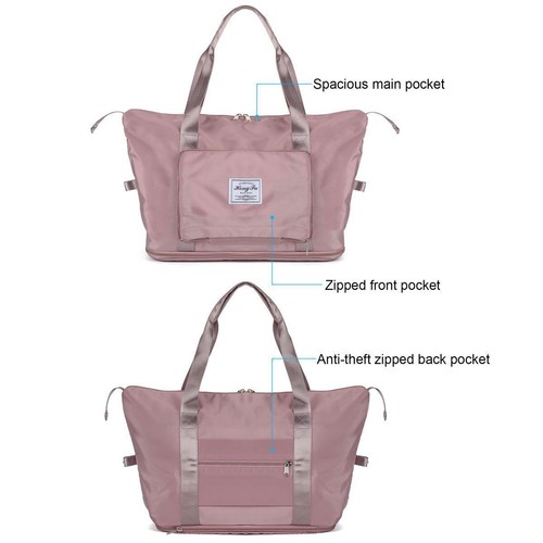 US Women Large Capacity Collapsible Travel Bag Expandable Waterproof Duffel Tote - Picture 9 of 22