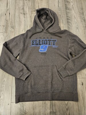 Nascar Chase Elliot #9 Fanatics Racing Pullover Hoodie Gray Sweater Men's Large