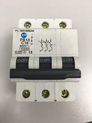 POWER BREAK PB10 C16 16A TYPE C 10KA MCB 1000 3 IEC 60898 EN 60898 ...