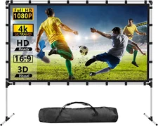 Projector Screen with Stand 120 Inch Outdoor Indoor Projector Screen 16:9 4K HD 