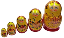 5 Vintage Hand Painted Russian Nesting Dolls USSR Matryoshka / Babushka 5"