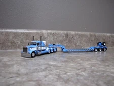 DCP 1/64 Baby Blue White Tri-Axle Peterbilt 389 Fontaine Lowboy Trailer 60-1972