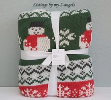 NEW Pottery Barn ARCHIE FAIR ISLE KNIT JACQUARD THROW * Sherpa Blanket Snowman