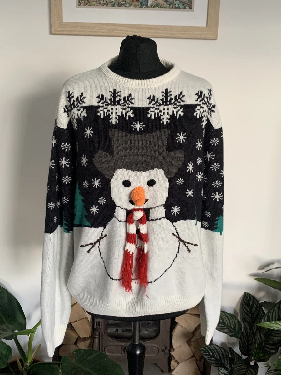 CEDAR WOOD STATE Christmas Jumper SNOW MAN 3D Carrot Nose