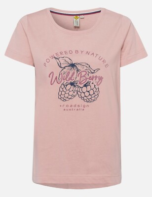 Gr. S bis 2XL ROADSIGN Damen Shirt Wild Berry Glitzerprint rosa Bio Baumwolle