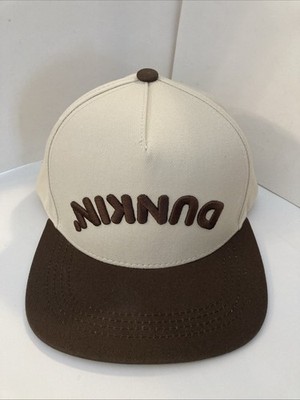 Dunkin Hat Cap Snap Back Mens One Size Beige Brown EST 1950 Coffee Embroidered