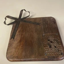 🧀 Mud Pie Merry Cheese Spread Board Mini Rustic Farm Metal Bow & Santa