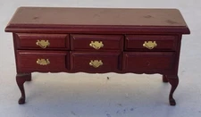Artisan Dollhouse Miniature Dresser Chest Mahogany Sideboard 6-drawer Used