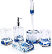5 Piece Acrylic Liquid 3D Floating Motion Bathroom Vanity Accessory