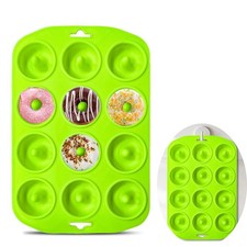 Sartén para donas de silicona de 12 orificios, moldes para donas de silicona tamaño mordida para hornear, mini donut