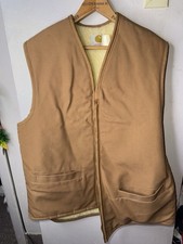 Vintage 1970s Carhartt Vest Duck Canvas Sherpa Lined Large Tall