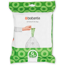 Brabantia Perfectfit Bin Liners (Size G/23-30 Litre) Thick Plastic Trash 40 Bags