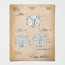 Lucky Wall Art, Patent Dice Poster Print