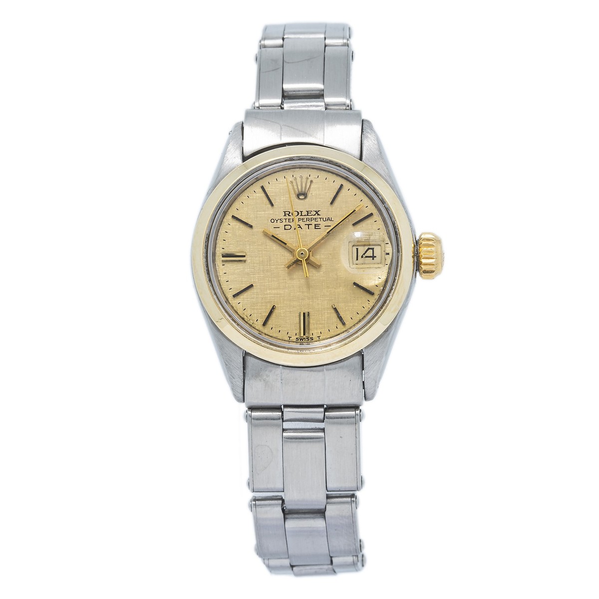 け*し様 Audi × ROLEX Rolex Oyster Perpetual Date 6516 Two-Tone Auto Champagne Lady