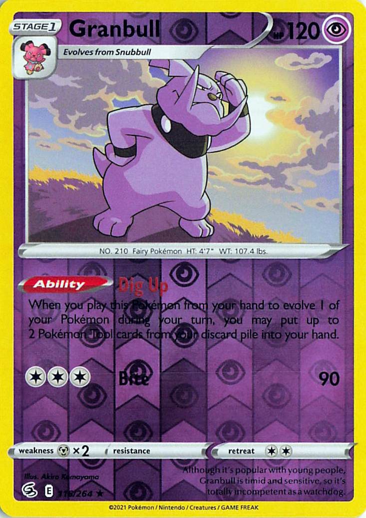Granbull 116/264 Rare Fusion Strike Pokemon Reverse Holo Near Mint