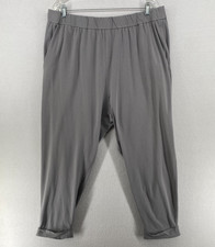 EILEEN FISHER Pants XL Cropped Cuffed Stretch Organic Cotton Jersey Gray USA