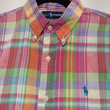 Vintage Ralph Lauren Women's Vibrant Colored Long-Sleeve Polo Shirt Size 10