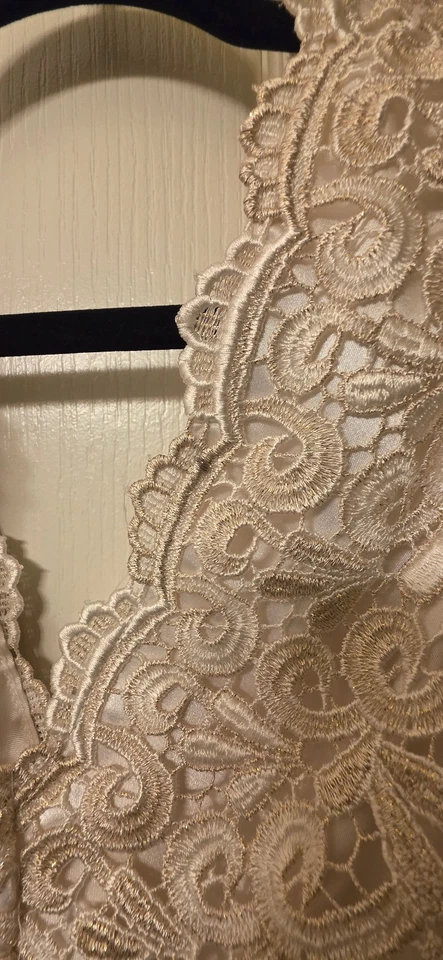 Marina женщин размер 16 кружева коктейльное платье без рукавов бежевый румяна - Изображение 4 из 4