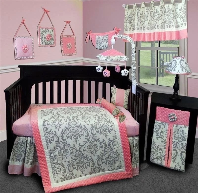 12-Piece Crib Nursery Bedding Set for Infant Baby Girls and Boys - Grey Damask
Opens in a new window