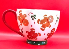 Sleigh Bell Bistro Footed Mug Cup Gingerbread Candy Canes Holly Christmas C311