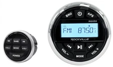Rockville RGHR2 Marine Gauge Hole Receiver w Bluetooth USB, Radio + Wired Remote