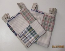 Country/Farmhouse Set/2 Patchwork Plaid Fully Lined Tab Top Window Valance 16X82