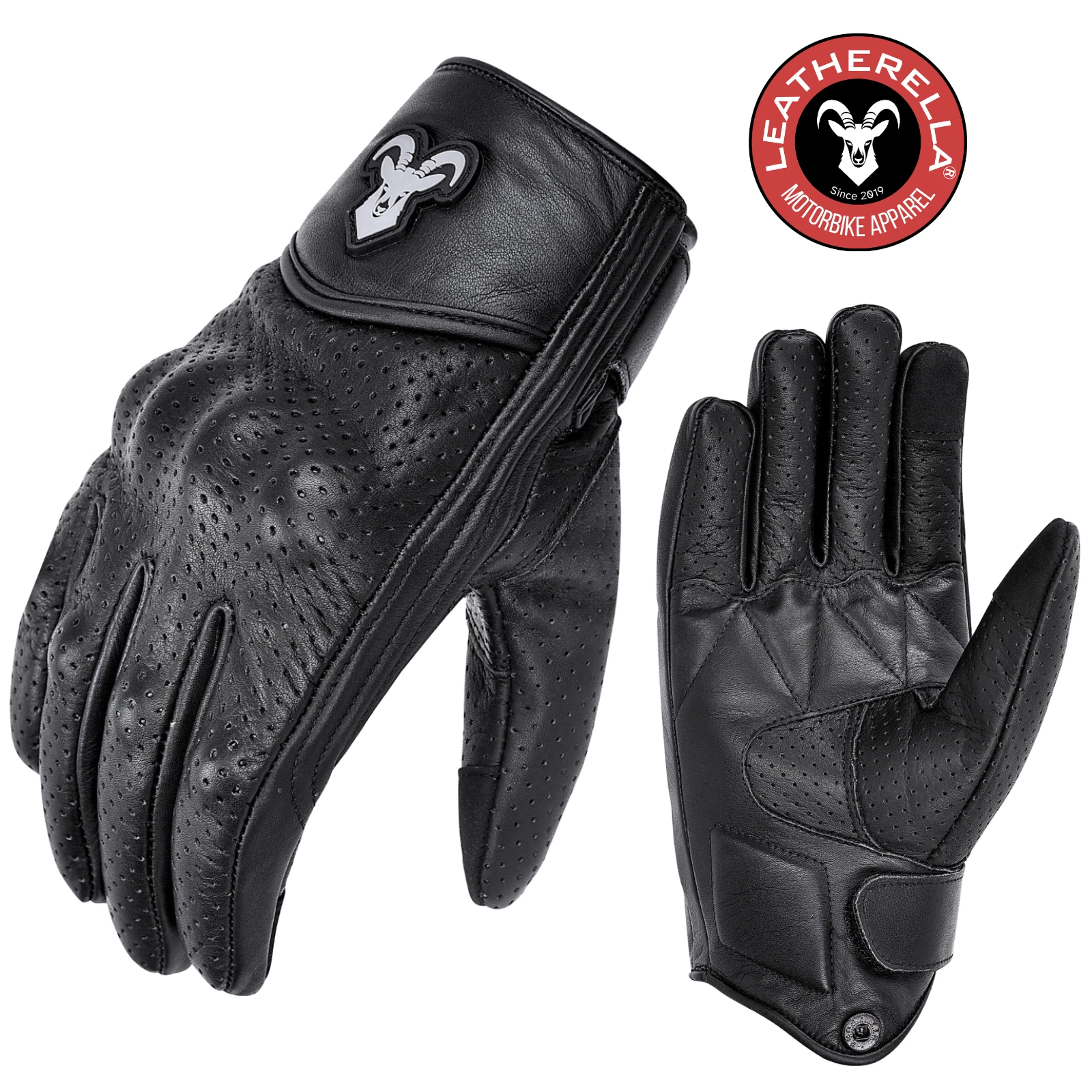 Genuine Leather Motorbike Gloves Biker Waterproof Touch Screen Protective Gloves