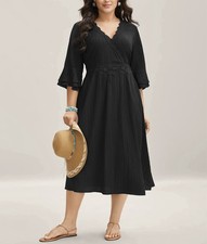 NWT 22-24/3X BloomChic Scalloped Lace Surplice Ruffled Midi Dress