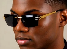 Men Women Retro Style Dark Black Lens Sophisticated Gold Party Hip Hop Shades