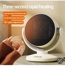 PTC Ceramic Mini Desktop Heater Fan - Home/Office Warmer, 110V (US)