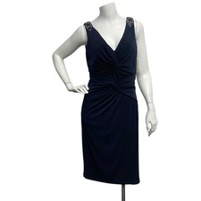 David Meisters NEW 375 Navy Blue Dress Women Sz 8 Dark Academia Cocktail Sheath