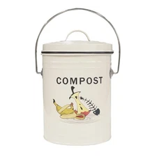 Round Compost Bin Garbage Can for Kitchen Counter Garden Compost Can with lid...