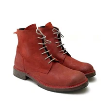 MOMA Womens Brick Red Distressed Suede Lace Up Combat Boots Size EU 40 Italy
