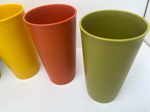 Lot of 6 Vtg Tupperware Stackable 12 oz Tumblers Glasses #873 Harvest Colors - Picture 17 of 19