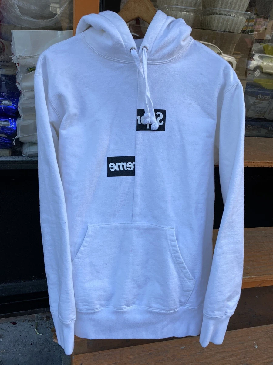 Supreme CDG Comme Des Garcons Split White Box Logo Hoodie Sweatshirt Size Small