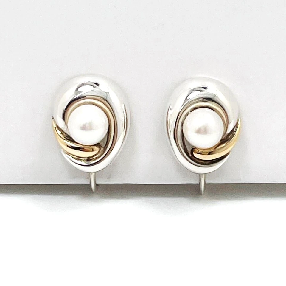 Pendientes de perlas MIKIMOTO JAPÓN AKOYA 5,9 mm antiguos MIKIMOTO K18 y plata 5,6 g Foto 2 de 4