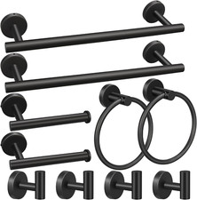 Bathroom Hardware Set Towel Bars Toilet Paper Holders Towel Rings Hooks 10Pcs