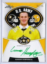 2014 CONNOR HUMPHREYS Leaf Army All-American Bowl Tour Autograph Green Ink /25