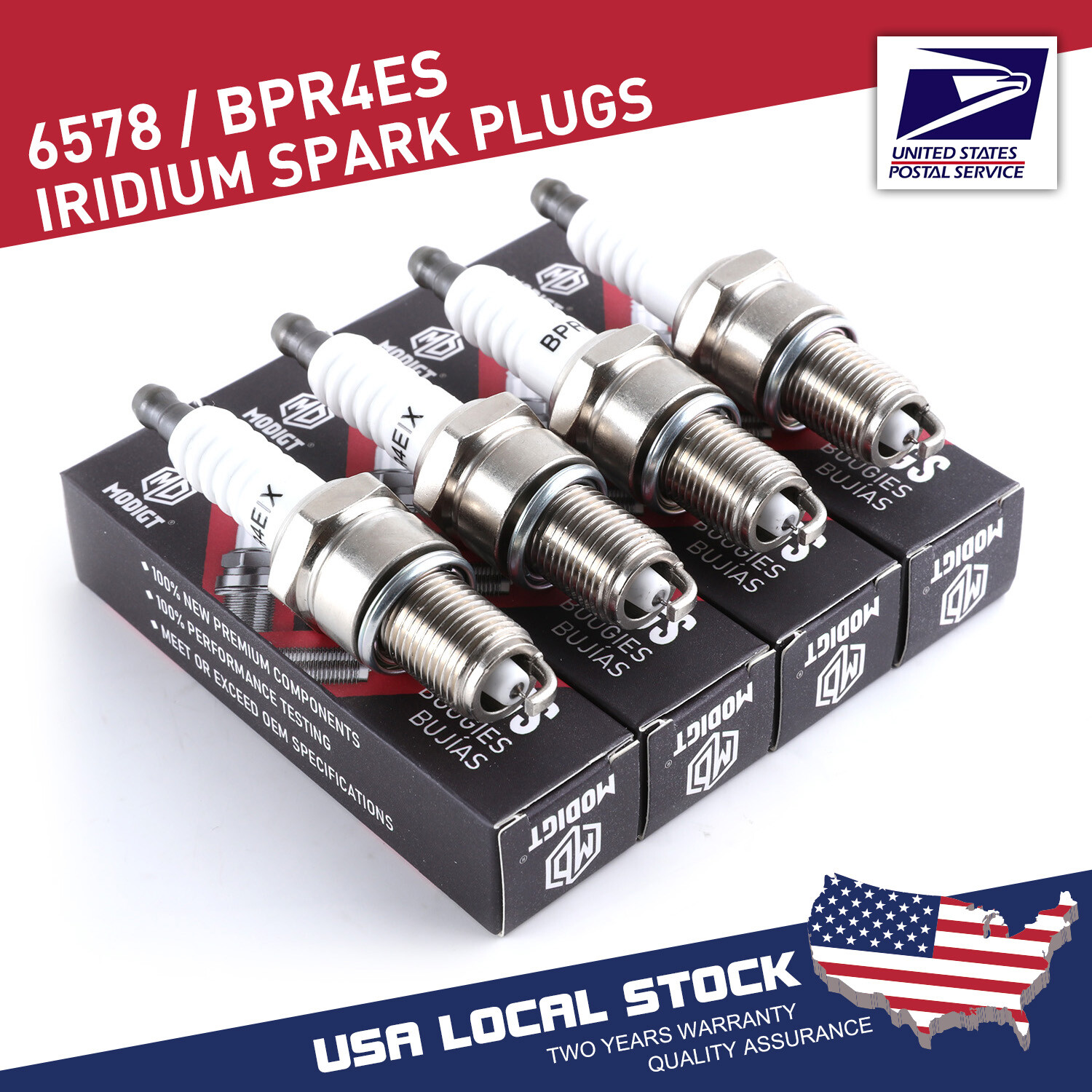 4pcs GENUINE Fit NGK SPARK PLUGS BPR4ES 6578 For M805853 SMALL ENGINE Genuine