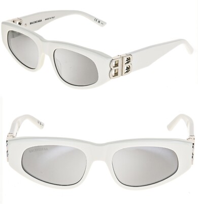 BALENCIAGA DYNASTY 0095 White Silver Mirror 021 BB Logo Narrow