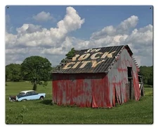 SEE ROCK CITY BARN OLD CAR PARKED 30" HEAVY DUTY USA MADE METAL HOME DECOR SIGN