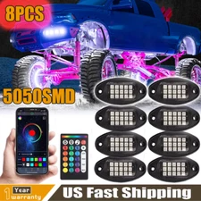 8 PCS RGB LED Rock Lights Underglow Underbody Car Neon Lights Remote APP Control