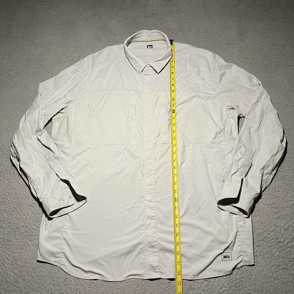 Camisa de Pesca REI Para Hombres XXL Gris Ventilado Nylon Manga Larga UPF Bolsillos Exterior Foto 2 de 4