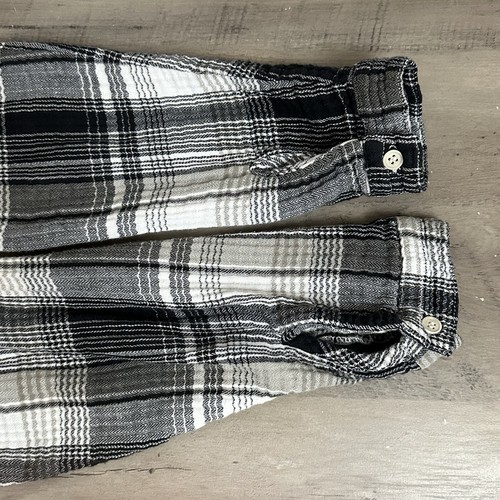 CP Shades Tunic Top Womens XS Plaid Flannel Black White Cotton Pockets Boho USA - Picture 8 of 12