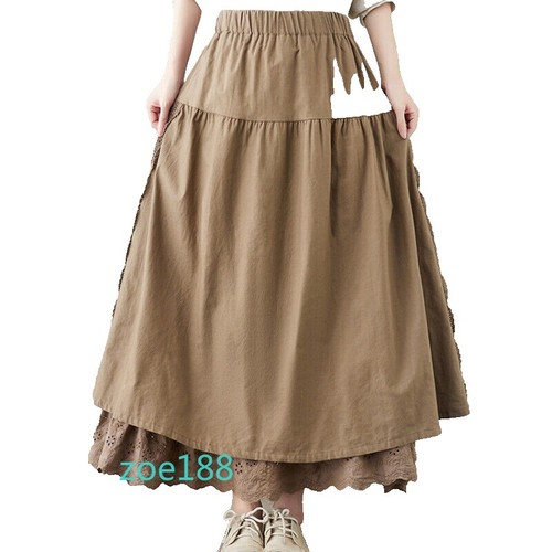 ICHI Antiquites Linen Floral Pattern Gathered Skirt Charcoal Gray