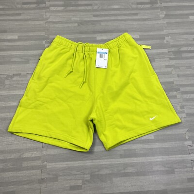 Nike Solo Swoosh French Terry Shorts Mens Medium Bright Cactus Green DX0817 $75