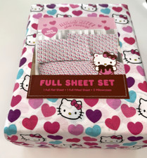 HELLO KITTY AND FRIENDS Hearts Sheet Set, FULL, 100 Cotton, NWT