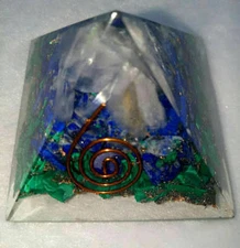 Lapis Malachite And Selenite all 3 Stones In one Orgone Pyramid 50 mm